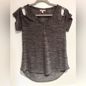 Juicy Couture Cold Shoulder Heather Gray Blouse Size Women’s Small